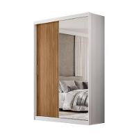Guarda-Roupa Solteiro com Espelho Riva Flex 2 Portas 4 Gavetas Branco e Amêndola - 9