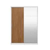 Guarda-Roupa Solteiro com Espelho Riva Flex 2 Portas 4 Gavetas Branco e Amêndola - 10