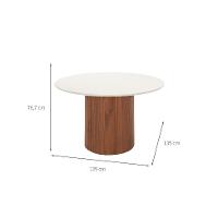 Mesa de Jantar Redonda com Tampo de Vidro Off White Kalina Canela 135 cm - 3