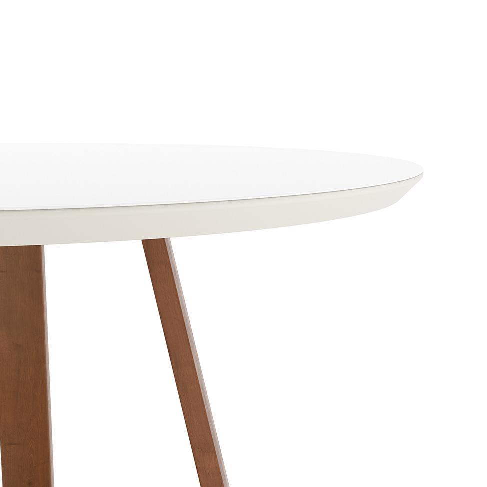 Mesa de Jantar Redonda com Tampo de Vidro Off White Bennett Natural 135 cm - 5