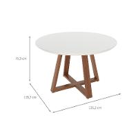 Mesa de Jantar Redonda com Tampo de Vidro Off White Bennett Natural 135 cm - 3