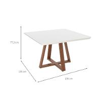 Mesa de Jantar Quadrada com Tampo de Vidro Off White Bennett Natural 135 cm - 3