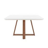Mesa de Jantar Quadrada com Tampo de Vidro Off White Bennett Natural 135 cm - 7