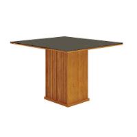 Mesa de Jantar Quadrada com Tampo de Vidro Napoli 100% MDF Chumbo e Freijó 90 cm - 1