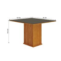 Mesa de Jantar Quadrada com Tampo de Vidro Napoli 100% MDF Chumbo e Freijó 90 cm - 3