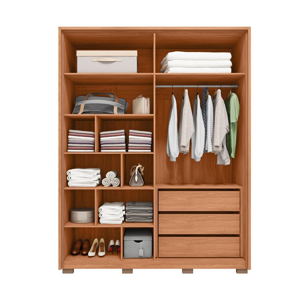 Guarda-Roupa Casal com Espelho Tango 4 Portas 3 Gavetas Off White e Freijó - 2