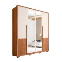 Guarda-Roupa Casal com Espelho Tango 4 Portas 3 Gavetas Off White e Freijó - 1