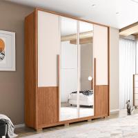 Guarda-Roupa Casal com Espelho Tango 4 Portas 3 Gavetas Off White e Freijó