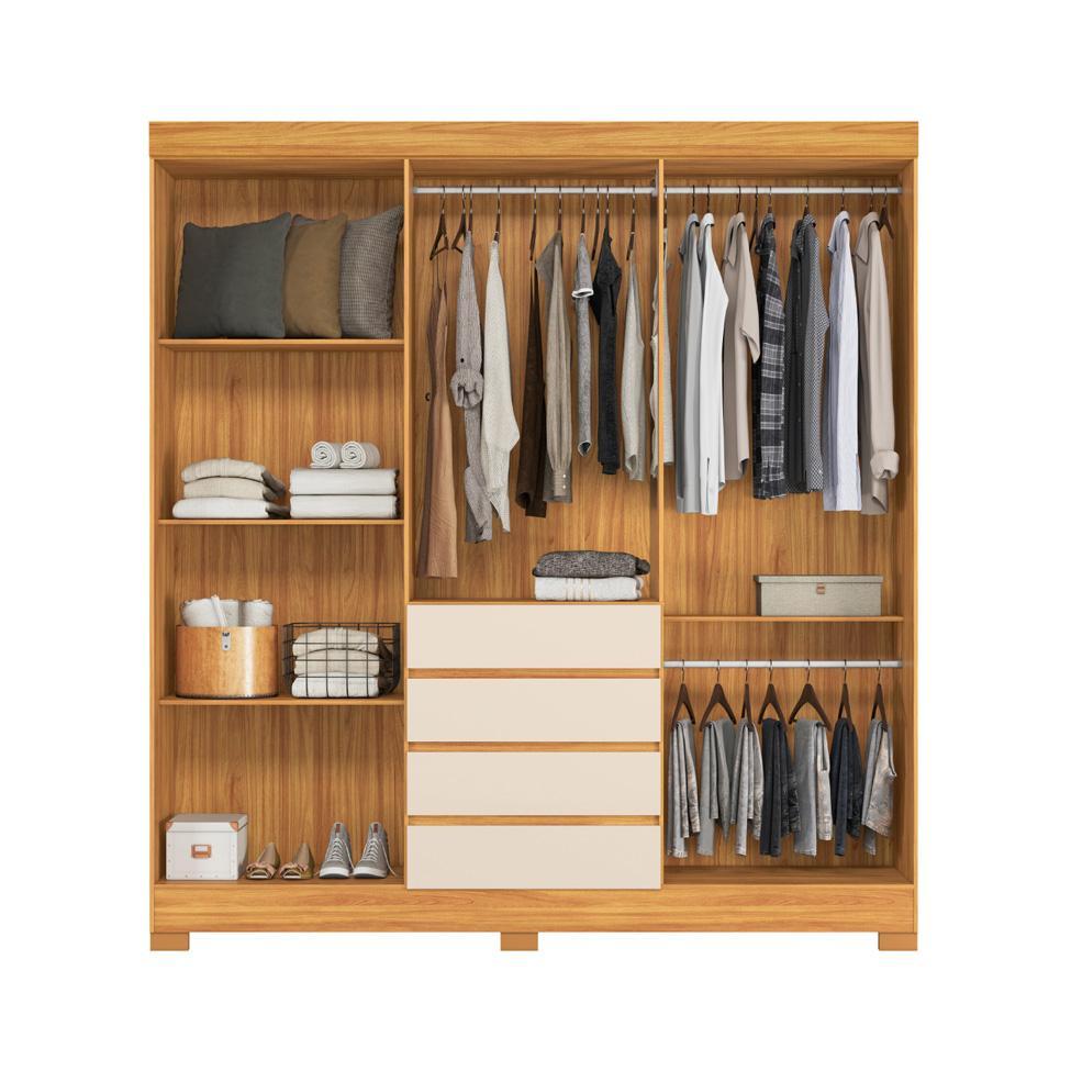 Guarda-Roupa Casal com Espelho Ópera 6 Portas 4 Gavetas Cinamomo e Off White - 2