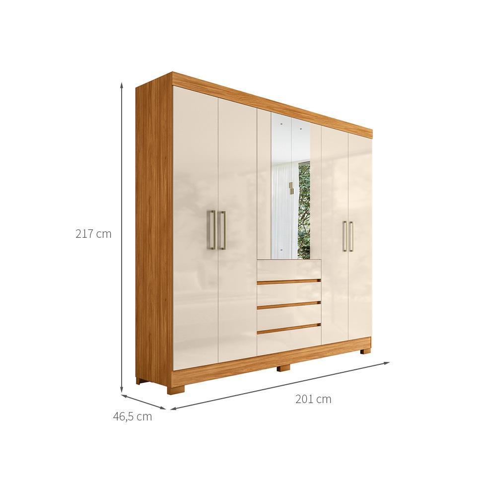 Guarda-Roupa Casal com Espelho Ópera 6 Portas 4 Gavetas Cinamomo e Off White - 3