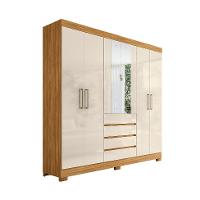 Guarda-Roupa Casal com Espelho Ópera 6 Portas 4 Gavetas Cinamomo e Off White - 1