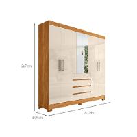 Guarda-Roupa Casal com Espelho Ópera 6 Portas 4 Gavetas Cinamomo e Off White - 3