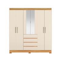 Guarda-Roupa Casal com Espelho Ópera 6 Portas 4 Gavetas Cinamomo e Off White - 7