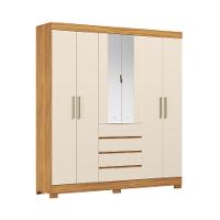 Guarda-Roupa Casal com Espelho Ópera 6 Portas 4 Gavetas Cinamomo e Off White - 8