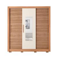 Guarda-Roupa Casal com Espelho Chile 3 Portas 2 Gavetas Freijó e Off White - 5