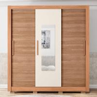 Guarda-Roupa Casal com Espelho Chile 3 Portas 2 Gavetas Freijó e Off White - 6