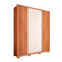 Guarda-Roupa Solteiro New Apollo Ripado 4 Portas 3 Gavetas Freijó e Off White - 1