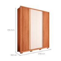 Guarda-Roupa Solteiro New Apollo Ripado 4 Portas 3 Gavetas Freijó e Off White - 3