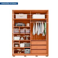 Guarda-Roupa Solteiro New Apollo Ripado 4 Portas 3 Gavetas Freijó e Off White - 7