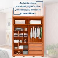 Guarda-Roupa Solteiro New Apollo Ripado 4 Portas 3 Gavetas Freijó e Off White - 8