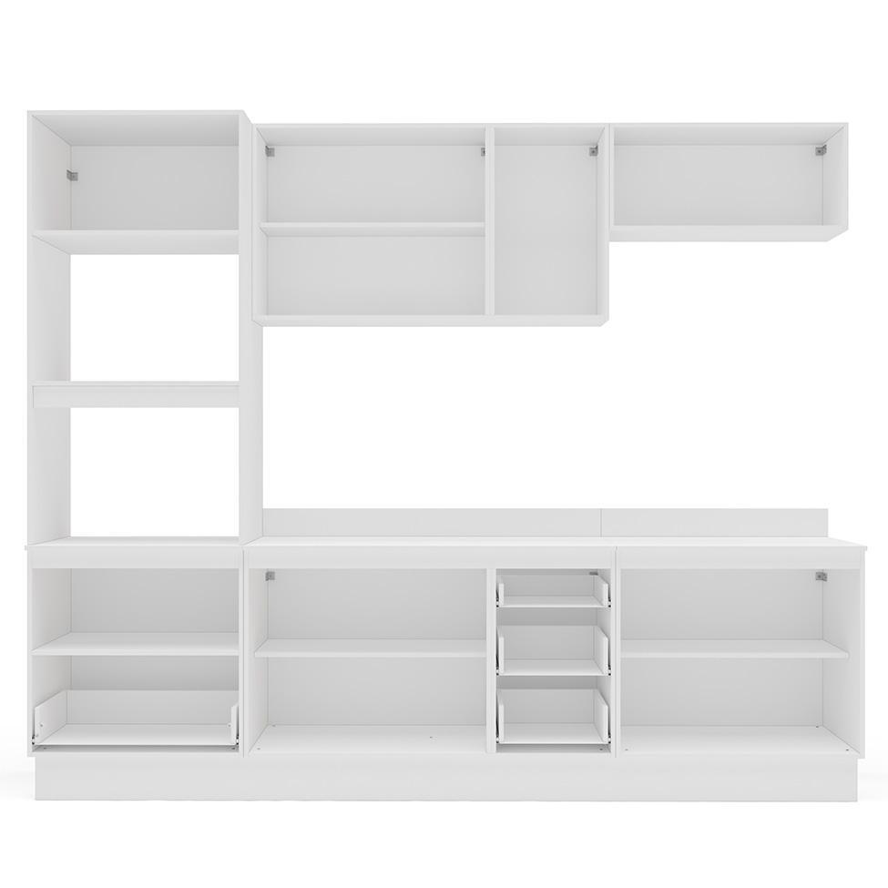 Cozinha Completa com Tampo e Rodapé Meena 10 Portas 4 Gavetas Creme e Branca - 7