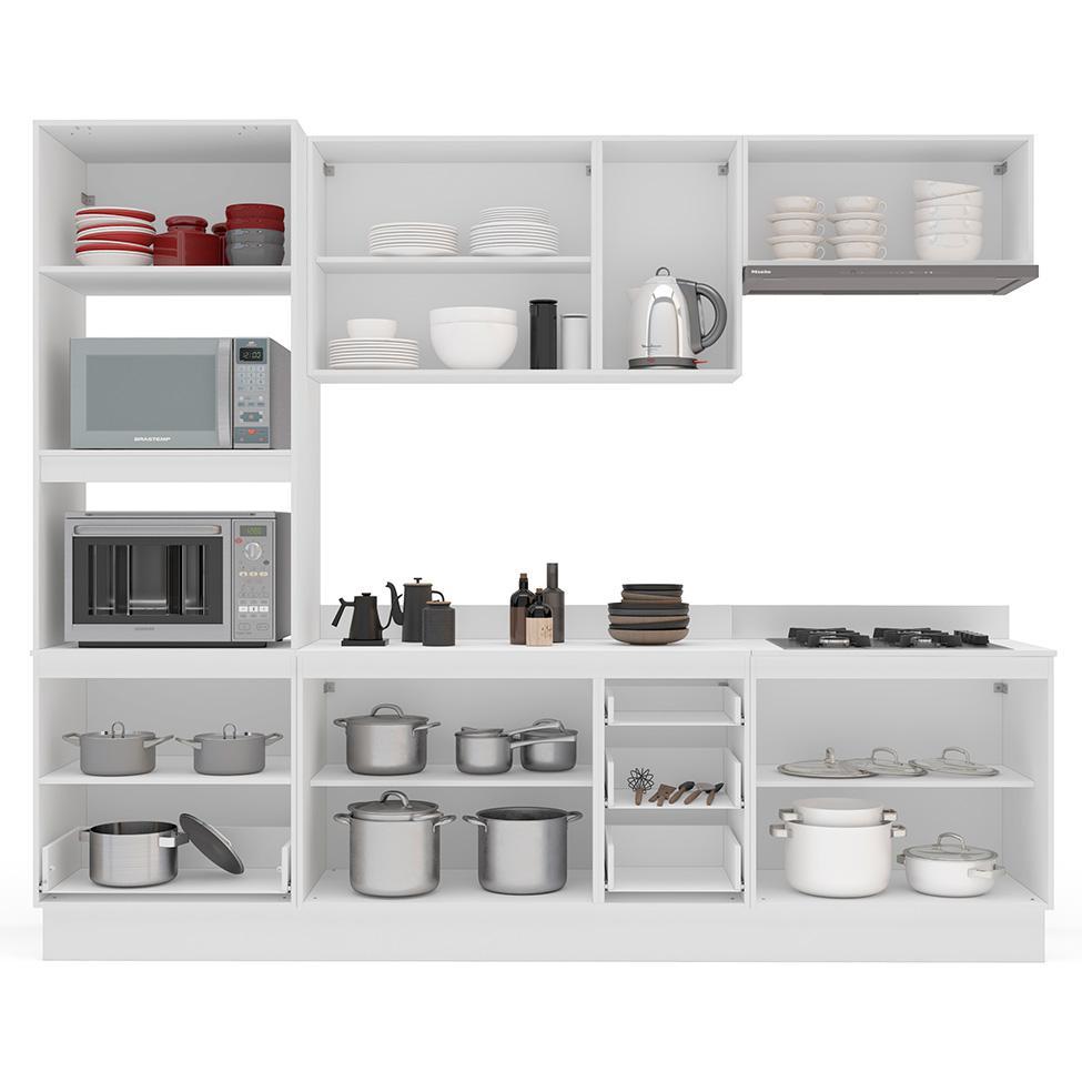 Cozinha Completa com Tampo e Rodapé Meena 10 Portas 4 Gavetas Creme e Branca - 8