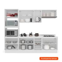 Cozinha Completa com Tampo e Rodapé Meena 10 Portas 4 Gavetas Creme e Branca - 2