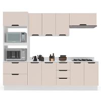 Cozinha Completa com Tampo e Rodapé Meena 10 Portas 4 Gavetas Creme e Branca - 6