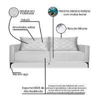 Sofá 3 Lugares Eros Veludo Prata 180 cm - 8