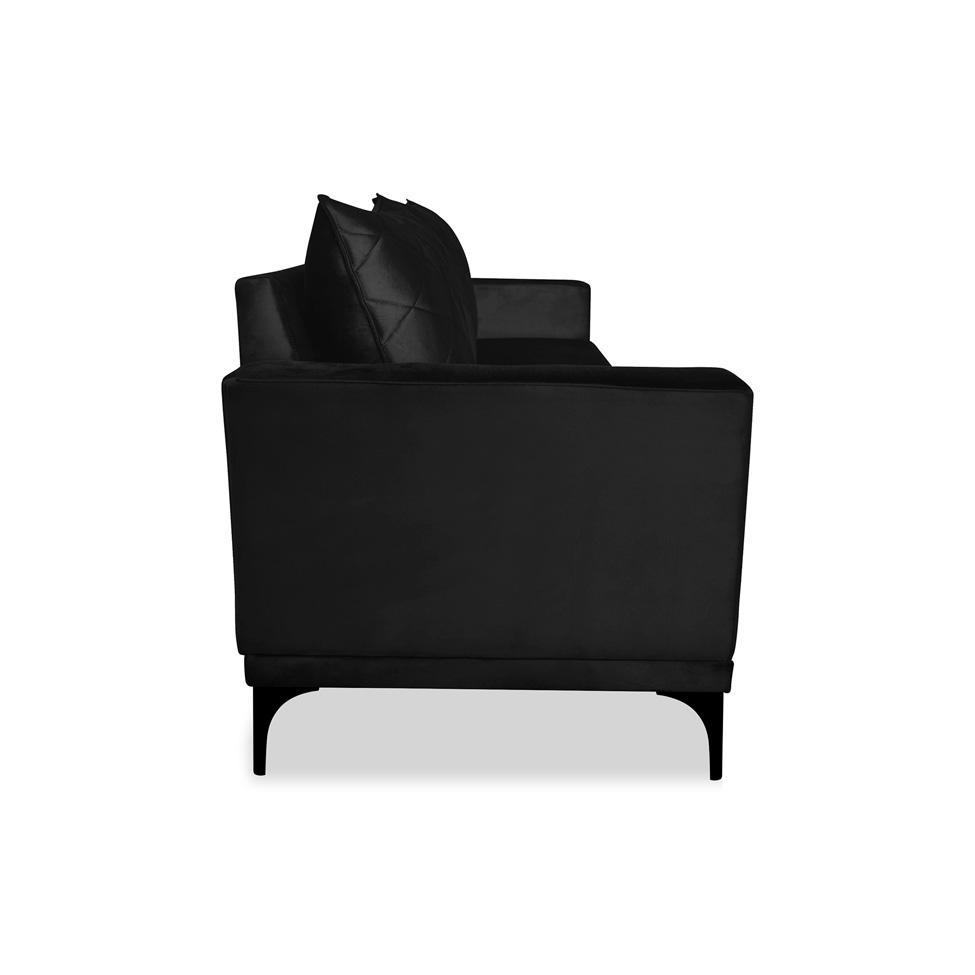 Sofá 3 Lugares Eros Veludo Preto 180 cm - 7