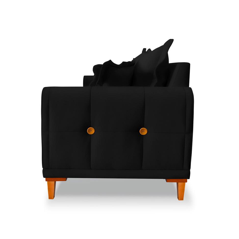 Sofá 2 Lugares Lisboa Veludo Preto 160 cm - 7