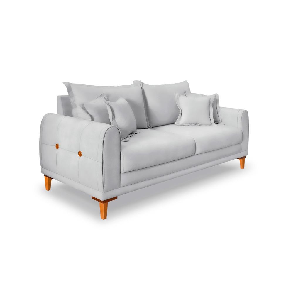 Sofá 2 Lugares Lisboa Veludo Prata 160 cm - 1