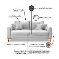 Sofá 2 Lugares Lisboa Veludo Prata 160 cm - 8