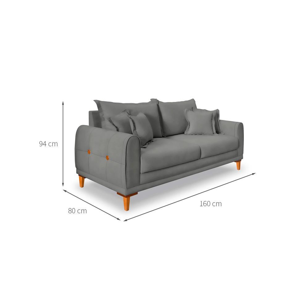 Sofá 2 Lugares Lisboa Veludo Cinza Chumbo 160 cm - 3