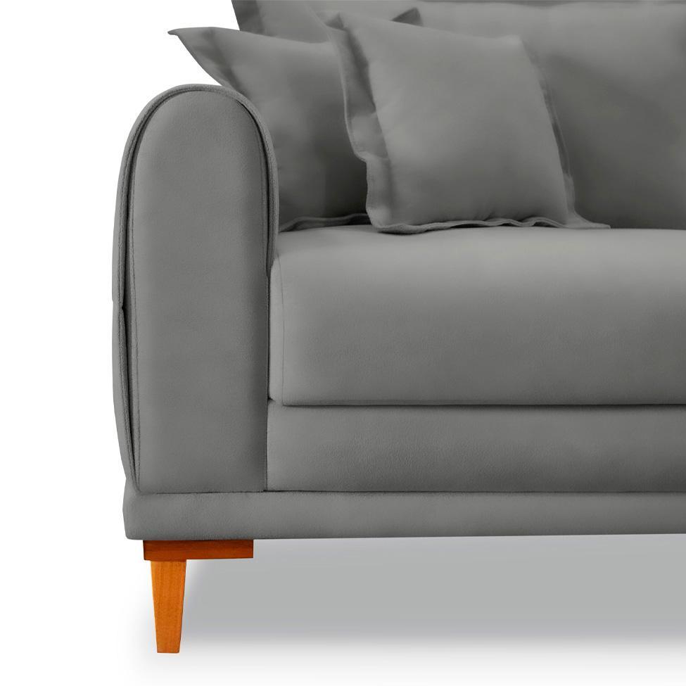 Sofá 2 Lugares Lisboa Veludo Cinza Chumbo 160 cm - 5