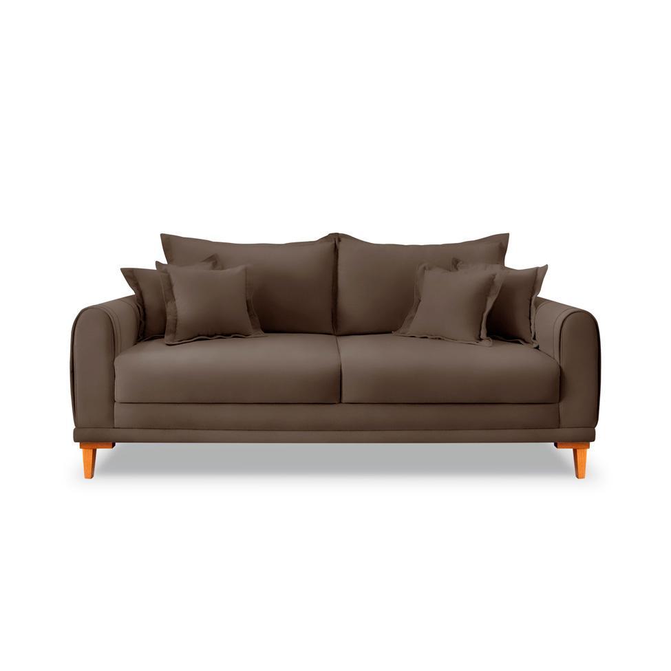 Sofá 2 Lugares Lisboa Veludo Marrom 160 cm - 6