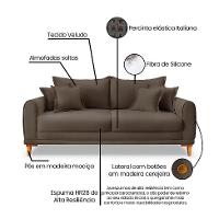 Sofá 2 Lugares Lisboa Veludo Marrom 160 cm - 8