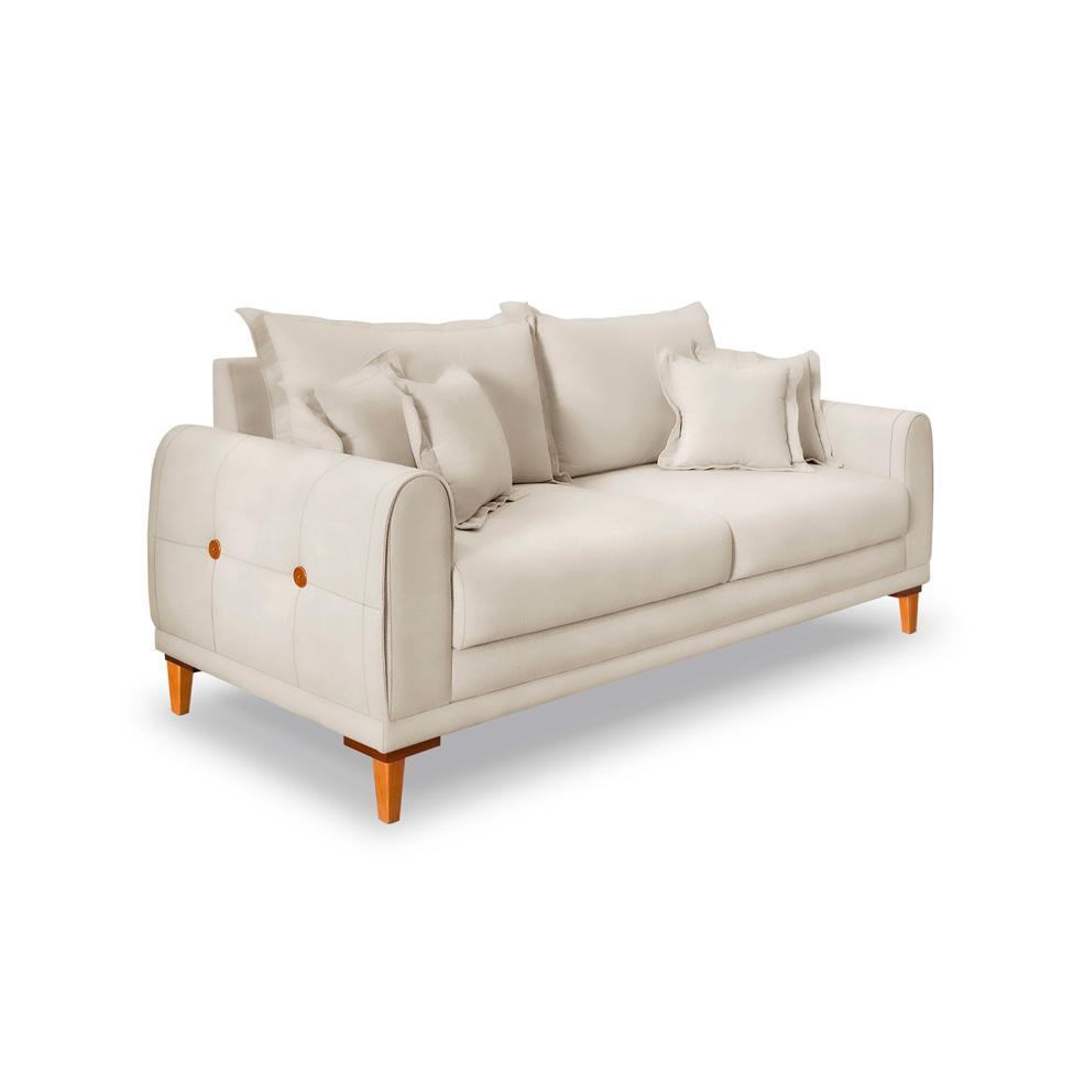 Sofá 2 Lugares Lisboa Veludo Bege 160 cm - 1