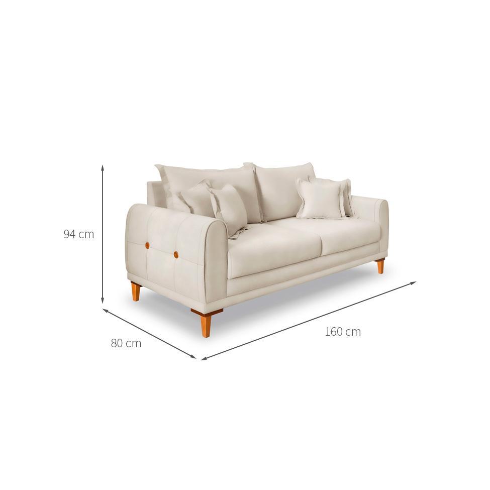 Sofá 2 Lugares Lisboa Veludo Bege 160 cm - 3