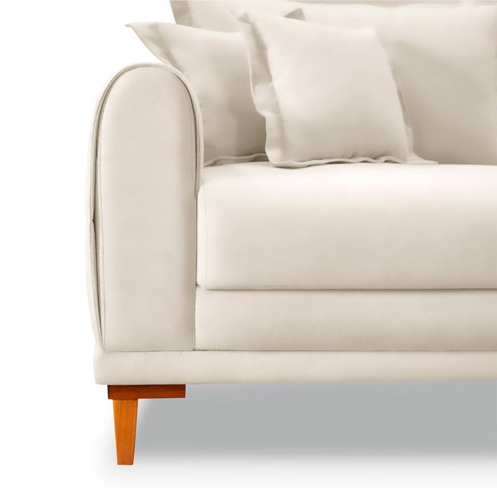 Sofá 2 Lugares Lisboa Veludo Bege 160 cm - 5