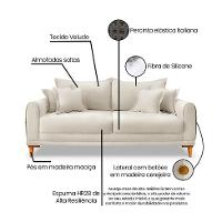 Sofá 2 Lugares Lisboa Veludo Bege 160 cm - 8