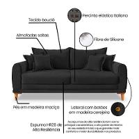 Sofá 2 Lugares Lisboa Bouclé Preto 160 cm - 8