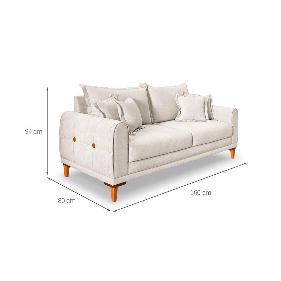 Sofá 2 Lugares Lisboa Bouclé Off White 160 cm - 3