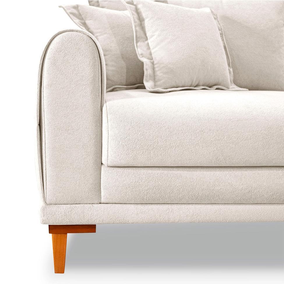 Sofá 2 Lugares Lisboa Bouclé Off White 160 cm - 5
