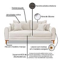 Sofá 2 Lugares Lisboa Bouclé Off White 160 cm - 8