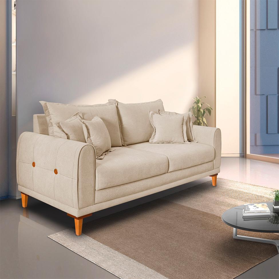 Sofá 2 Lugares Lisboa Bouclé Bege 160 cm - 2