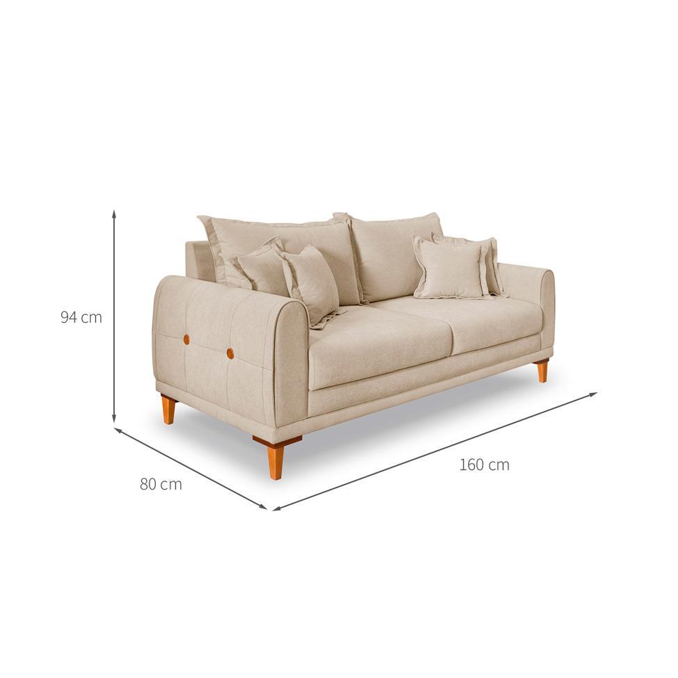 Sofá 2 Lugares Lisboa Bouclé Bege 160 cm - 3