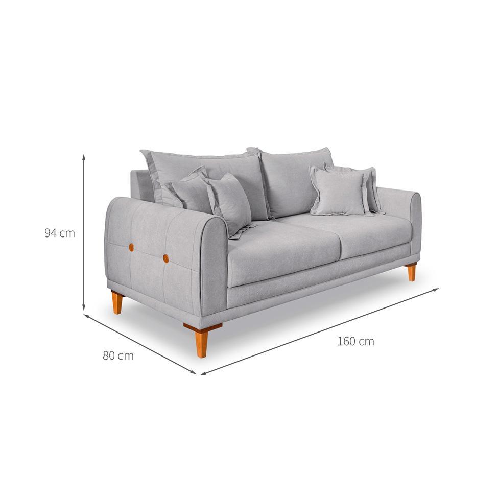 Sofá 2 Lugares Lisboa Bouclé Cinza 160 cm - 3