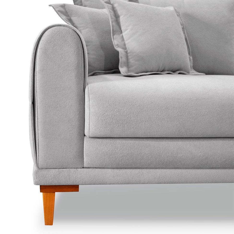 Sofá 2 Lugares Lisboa Bouclé Cinza 160 cm - 5