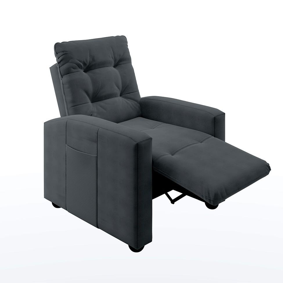 Poltrona Reclinável Elétrica Titano Veludo Cinza - 1